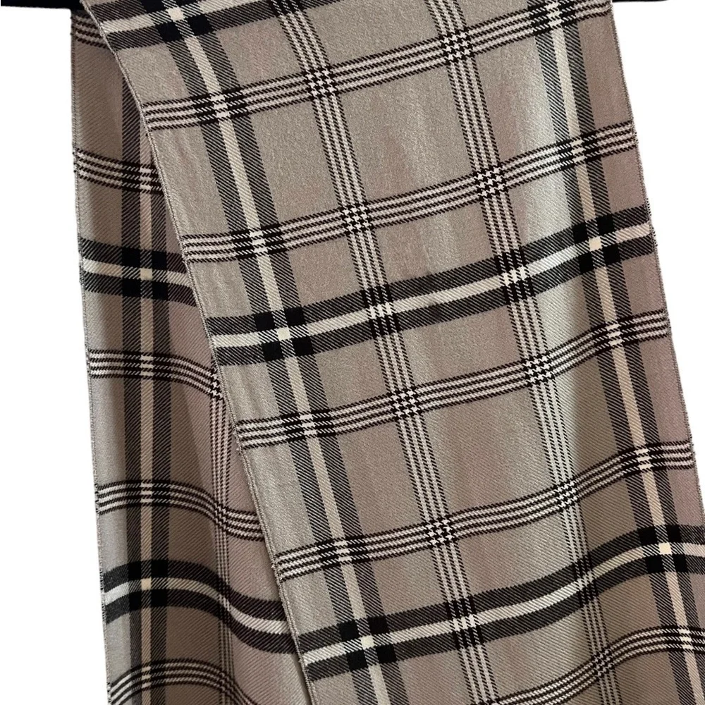 Wolfmark Tan Plaid 100% Bamboo Scarf with Fringe Sustainable Eco-Friendly Unisex